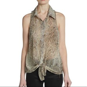 RORY BECA, small,  100% silk, tie up blouse